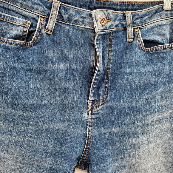 M&S Indigo Blue Jeans Medium Wash Skinny Ankle Mid-Rise Raw Hem Women's 42 (EU) - Picture 5 of 9